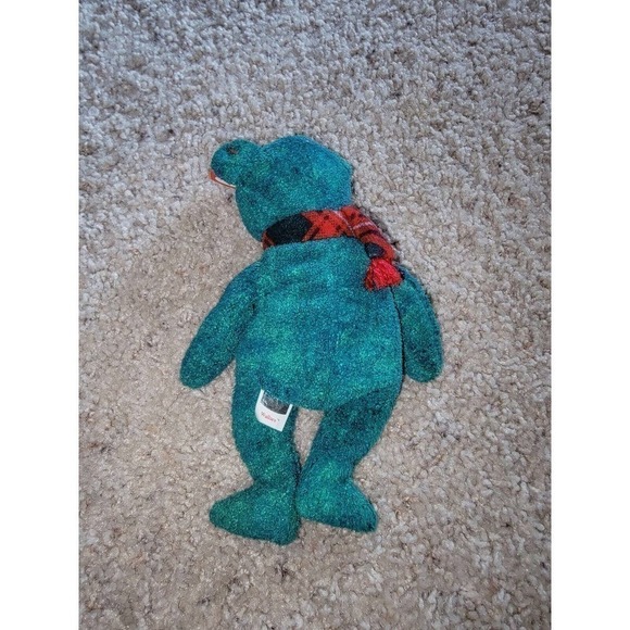 Ty Beanie Baby 8" Green Bear Wallace with Scarf - Picture 3 of 5